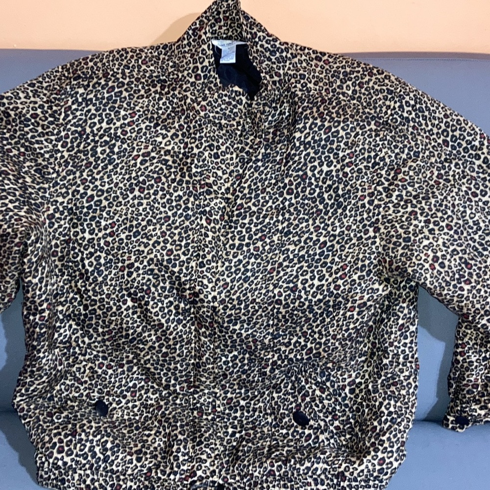Anna and Frank Leopard Print Silk Blend Jacket - L